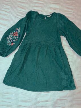 Cat and Jack embroidered green Christmas dress holiday dress girls medium 7 8